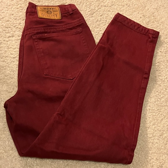 Chic High Rise Red Jeans for Women - Picture 9 of 10